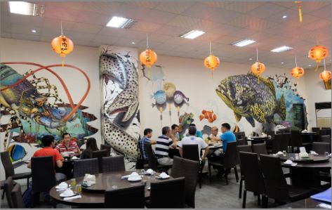 百色海鲜餐厅墙体彩绘